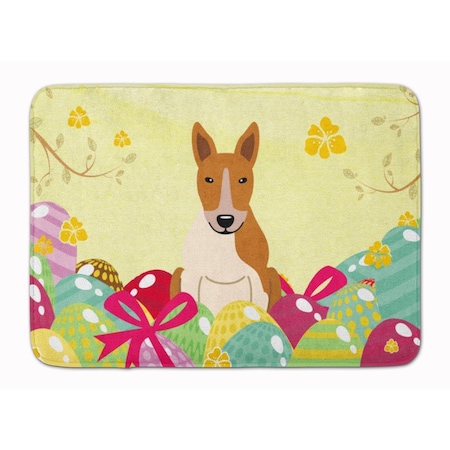 Carolines Treasures Easter Eggs Bull Terrier Red White Machine Washable Memory Foam Mat BB6135RUG